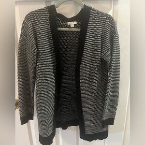 Merona Black & White Open-Front Textured Knit Cardigan